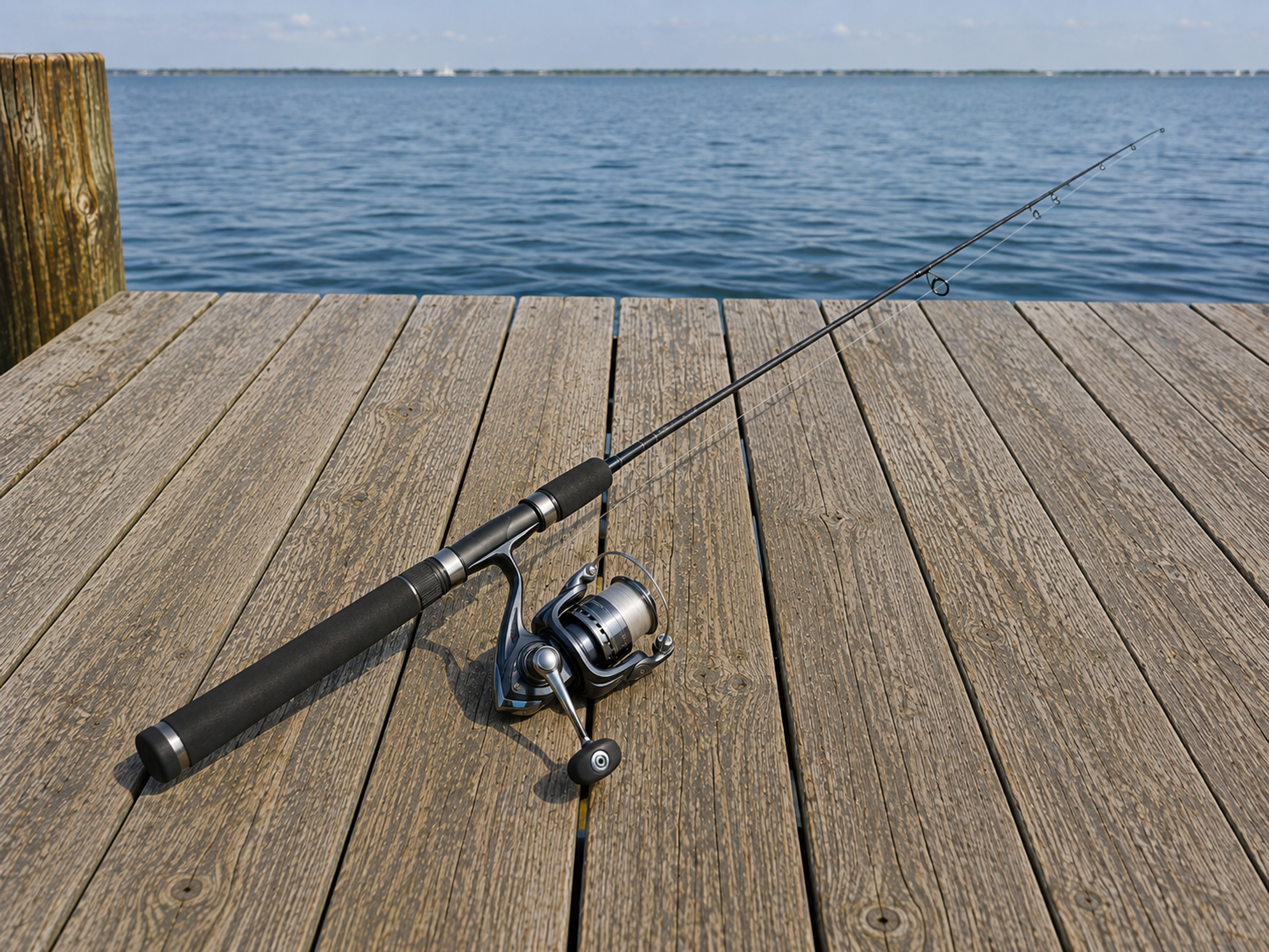 2500–3000 spinning combo on a dock