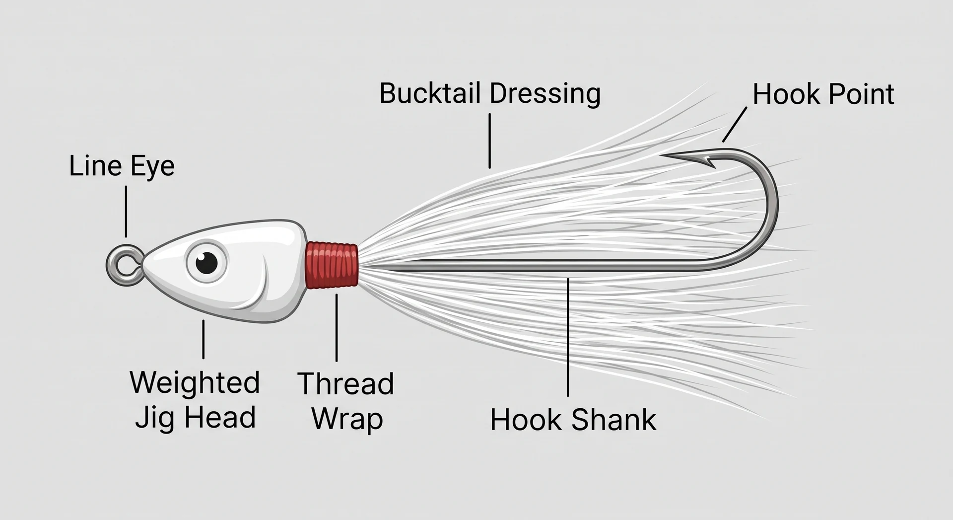 Bucktail Jig instructional component diagram