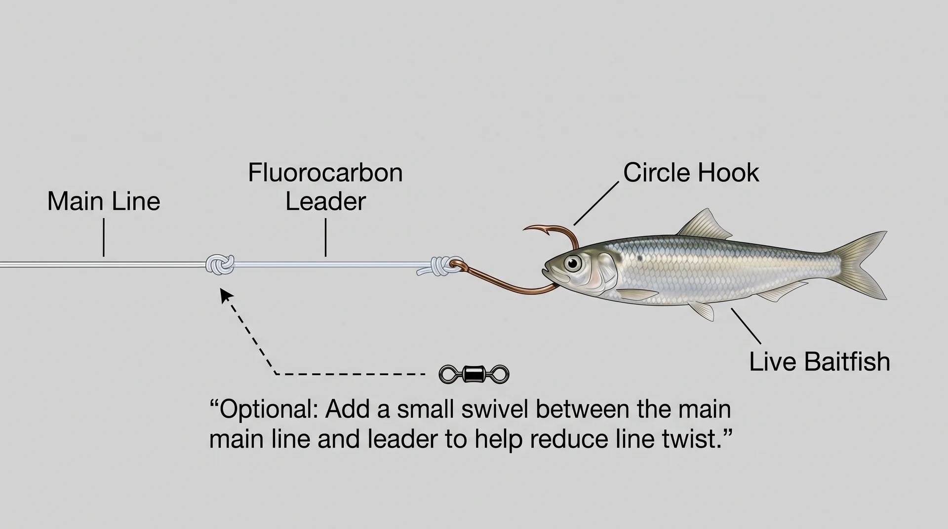 Freeline Live Bait Rig instructional component diagram