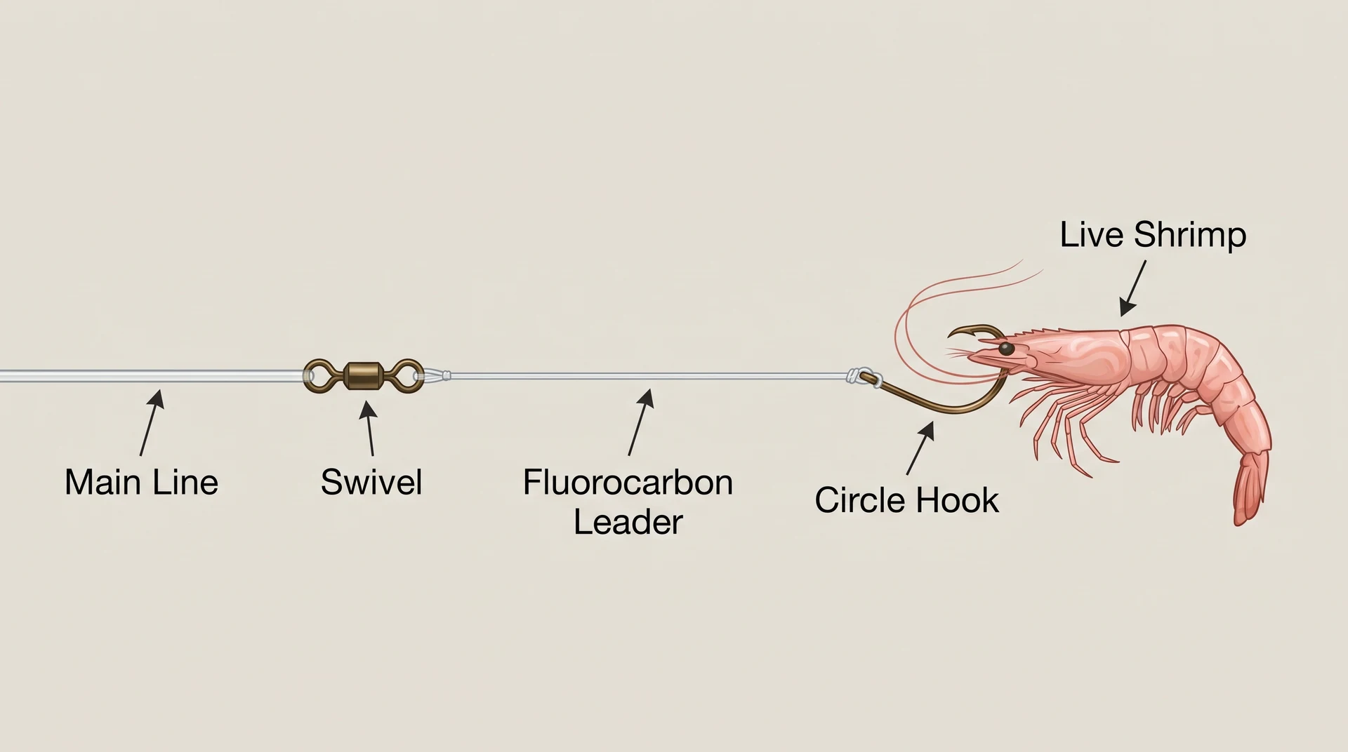 Live Shrimp Rig instructional component diagram