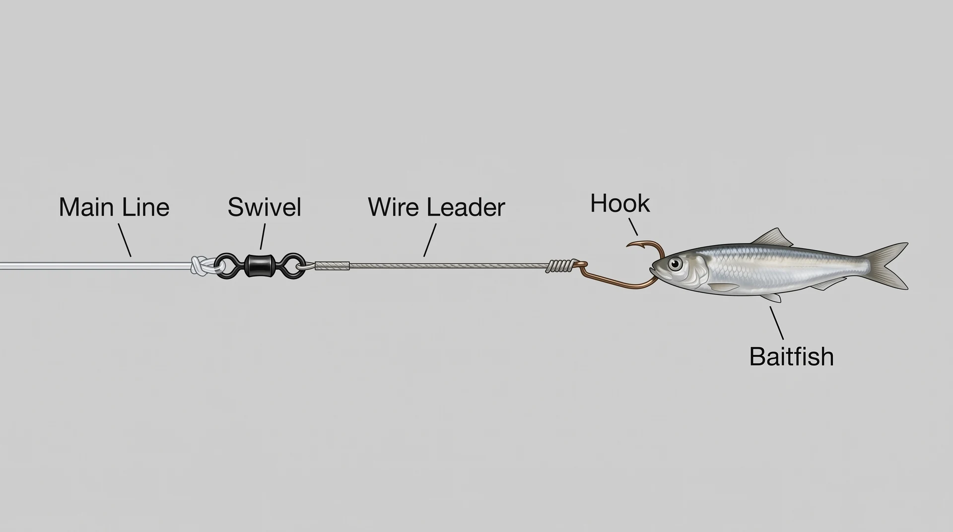 Wire Leader Mackerel Rig instructional component diagram
